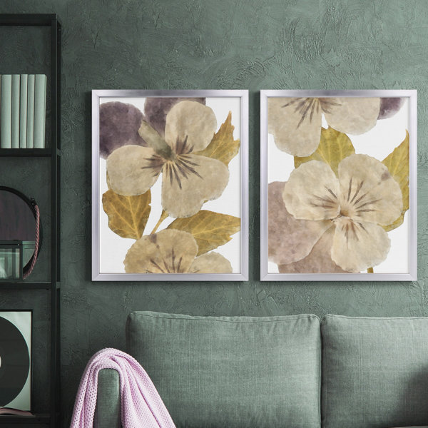 Red Barrel Studio® Neutral Pansy I Framed On Canvas 2 Pieces Painting